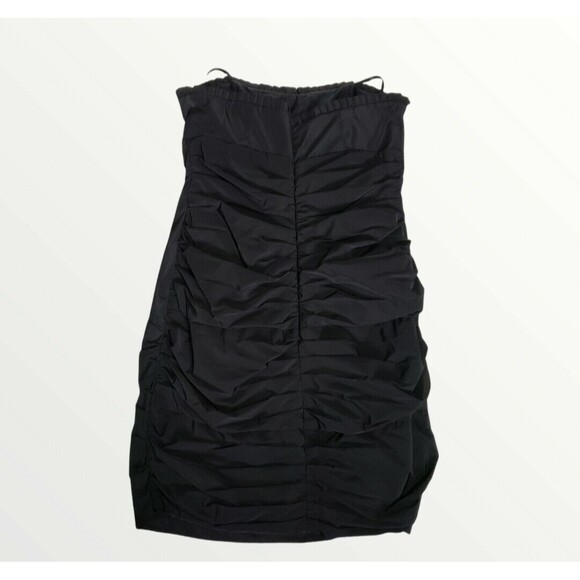 MaxAndCleo Cocktail Party Dress Tracey 10 Black Taffeta Strapless Ruched Pleated - Picture 5 of 11